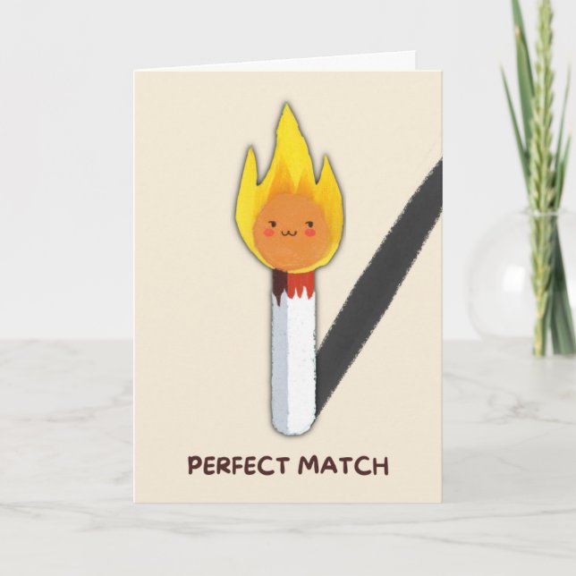 Cartão Happy Anniversary Cute Funny Simple Match Card (Frente)