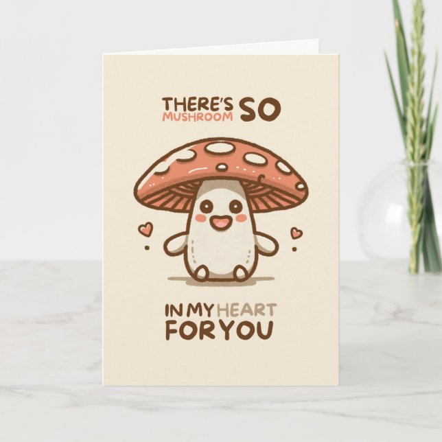 Cartão Happy Anniversary Cute Funny Simple Mushroom Card (Frente)