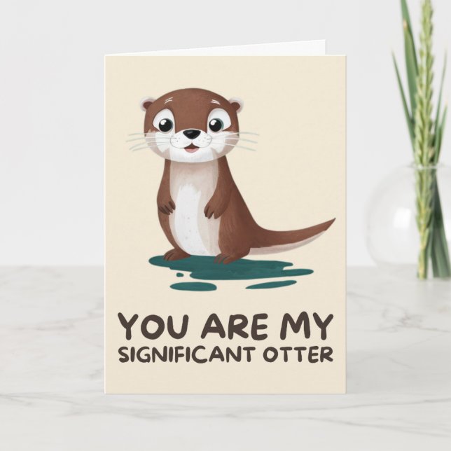 Cartão Happy Anniversary Cute Funny Simple Otter Card (Frente)