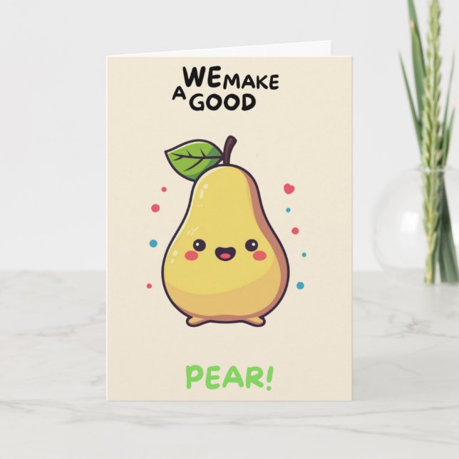 Cartão Happy Anniversary Cute Funny Simple Pear Card (Frente)