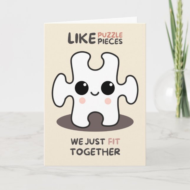 Cartão Happy Anniversary Cute Funny Simple Puzzle Card (Frente)