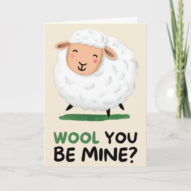 Cartão Happy Anniversary Cute Funny Simple Sheep Card (Frente)