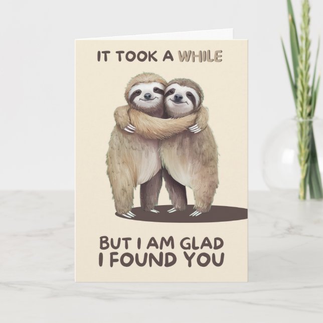 Cartão Happy Anniversary Cute Funny Simple Sloth Card (Frente)