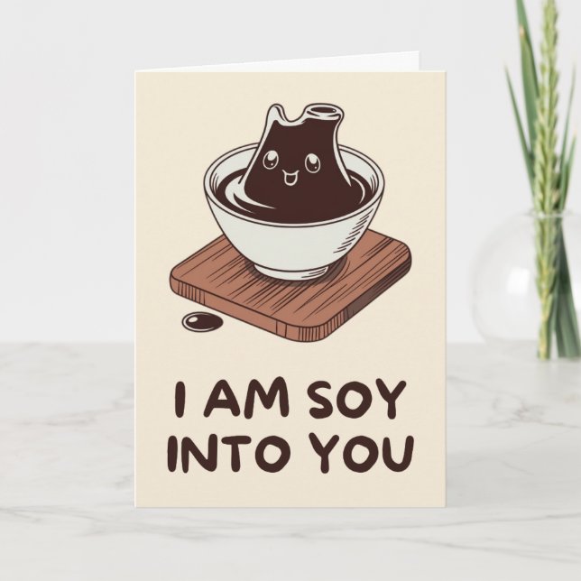 Cartão Happy Anniversary Cute Funny Simple Soy Sauce Card (Frente)