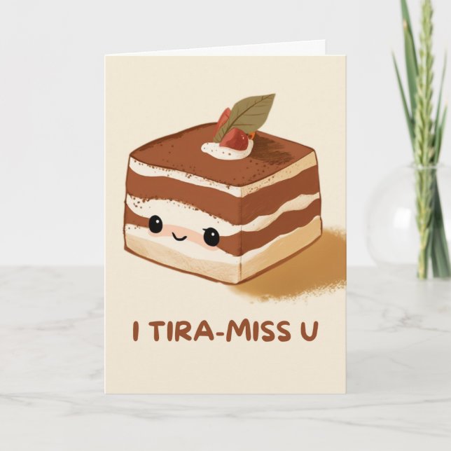 Cartão Happy Anniversary Cute Funny Simple Tiramisu Card (Frente)