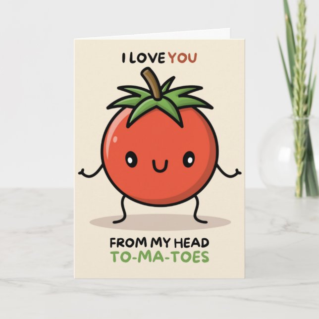 Cartão Happy Anniversary Cute Funny Simple Tomato Card (Frente)
