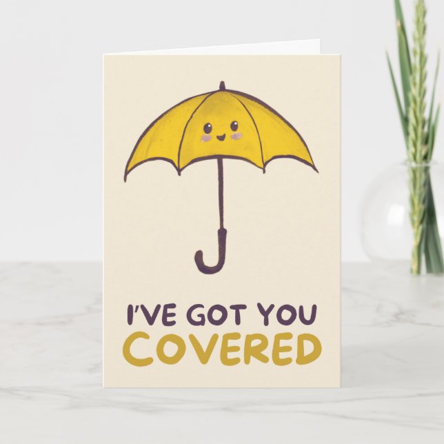 Cartão Happy Anniversary Cute Funny Simple Umbrella Card (Frente)