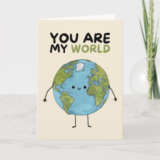 Cartão Happy Anniversary Cute Funny Simple World Card (Frente)
