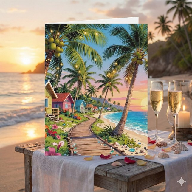 Cartão Happy Anniversary Day | Romantic Poem Coastal  (Criador carregado)