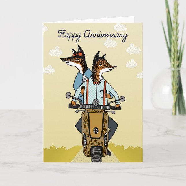 Cartão Happy Anniversary - Foxes in Love - Fox Card (Frente)