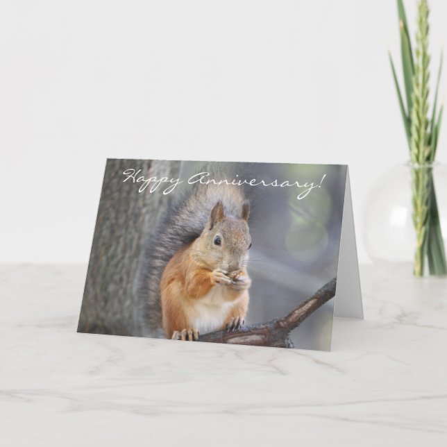 Cartão Happy Anniversary Red Squirrel greeting card (Frente)
