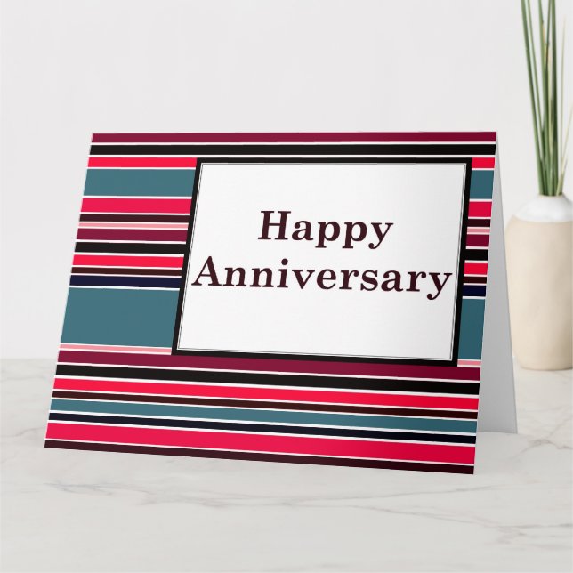 Cartão happy anniversary : striped (Frente)