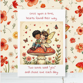 Cartão Happy Anniversary Vintage Cottage Core Fairy Poem