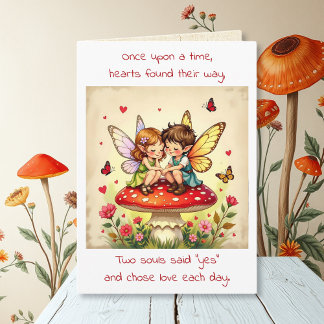 Cartão Happy Anniversary Vintage Cottage Core Fairy Poem