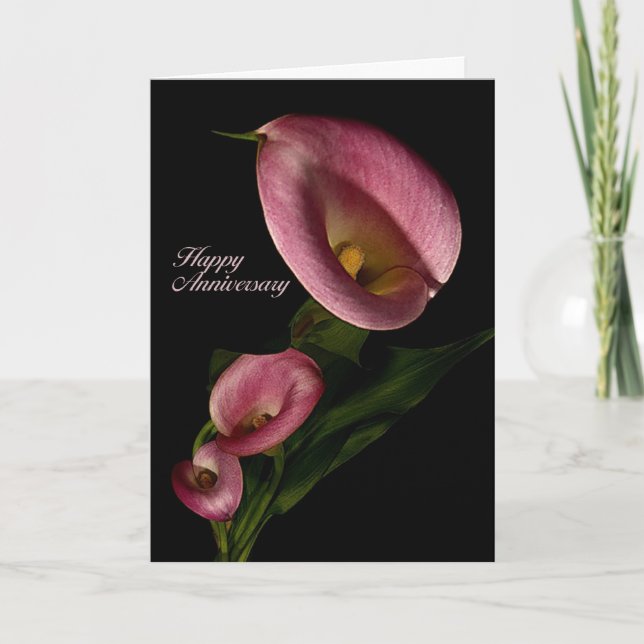 Cartão Happy Anniversary with Pink Calla Lily Card (Frente)