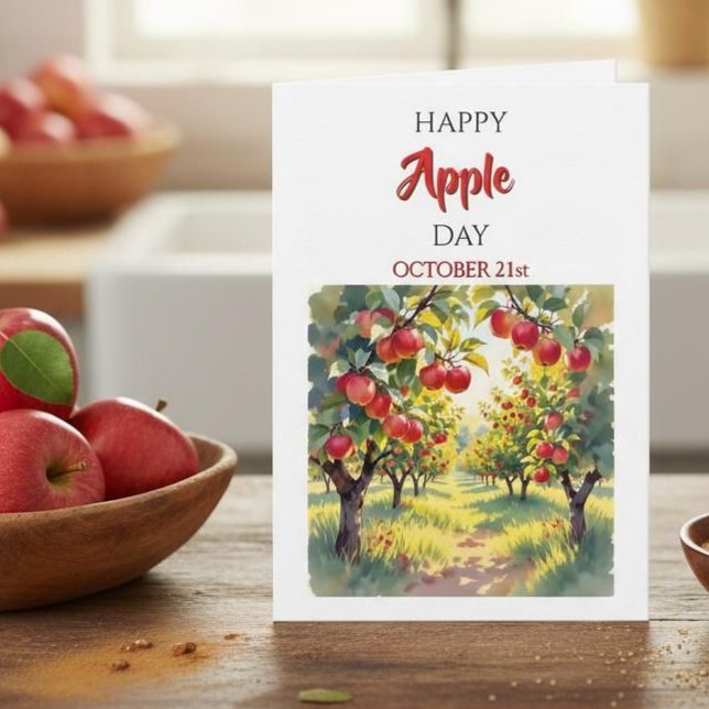 Cartão Happy Apple Day | October 21st (Criador carregado)