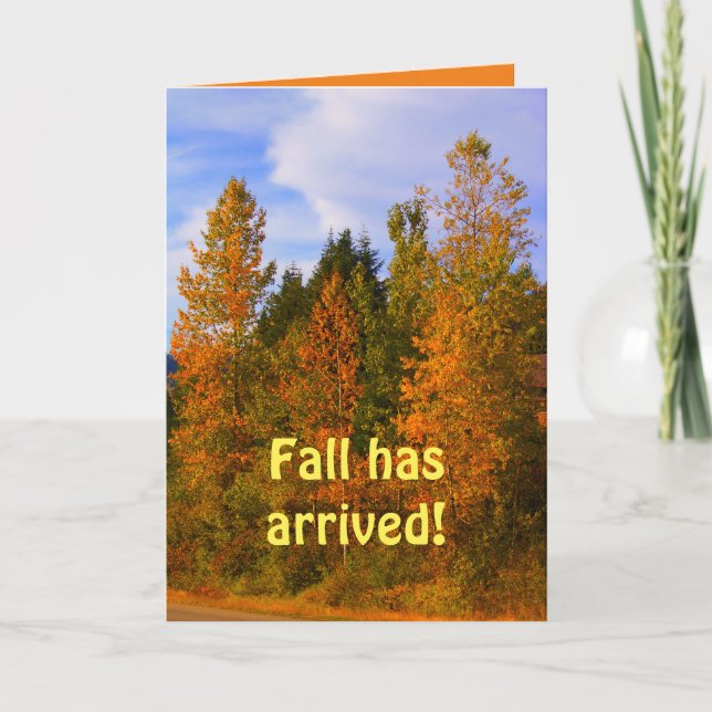 Cartão Happy Autumn Greeting Card, Pretty Fall Mountains (Frente)