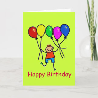 Cartão Happy Balloon Boy Birthday Card