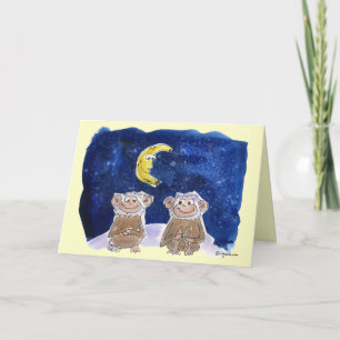 Cartão Happy Bananaversary Cartoon Monkeys Card