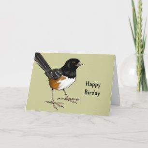 Cartão Happy Birday: Pun, Bird Illustration: Birthday