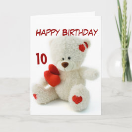 Cartão Happy Birthday 10th Teddy Bear Theme