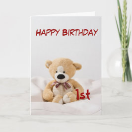 Cartão Happy Birthday 1st Teddy Bear Theme