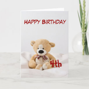 Cartão Happy Birthday 4th Teddy Bear Theme