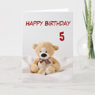 Cartão Happy Birthday 5th Teddy Bear Theme