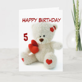 Cartão Happy Birthday 5th Teddy Bear Theme