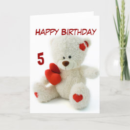Cartão Happy Birthday 5th Teddy Bear Theme