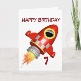 Cartão Happy Birthday 7th Little rocket Theme