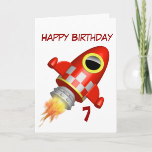 Cartão Happy Birthday 7th Little rocket Theme
