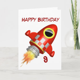 Cartão Happy Birthday 9th Little Rocket Theme