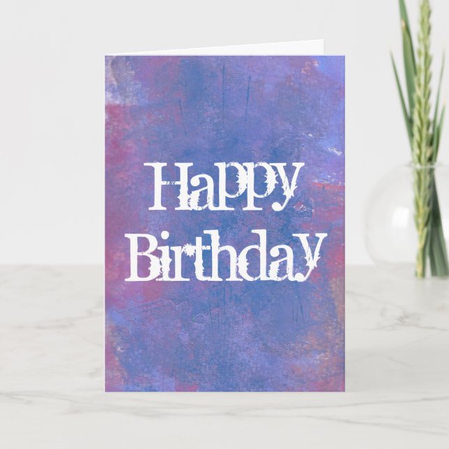 Cartão Happy Birthday Abstract in Blue, Purple and Red (Frente)