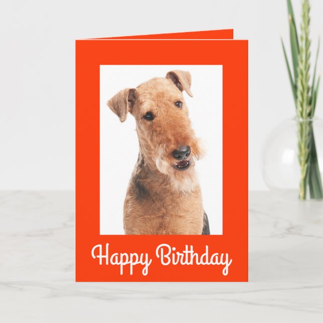 Cartão Happy Birthday Airedale Terrier Dog Greeting Card (Frente)
