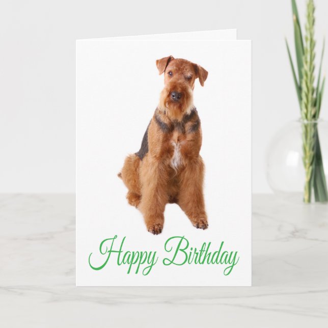 Cartão Happy Birthday Airedale Terrier Dog Greeting Card (Frente)