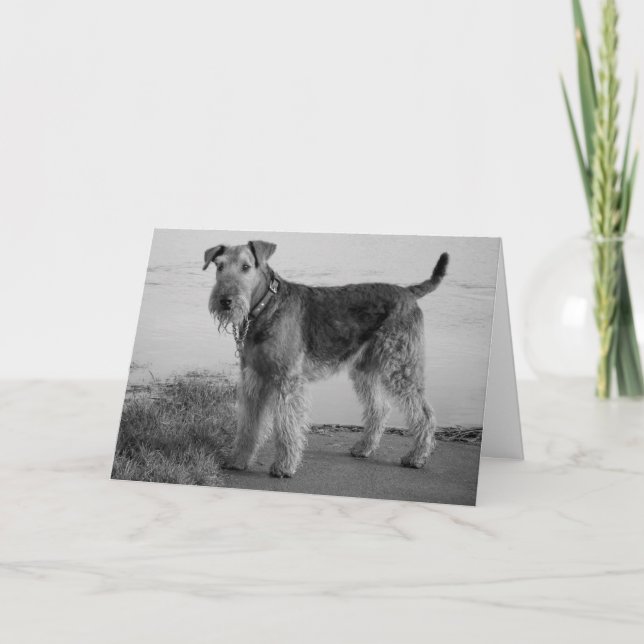 Cartão Happy Birthday Airedale Terrier Puppy Dog Card (Frente)