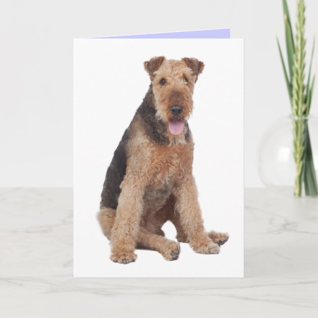 Cartão Happy Birthday Airedale Terrier Puppy Dog Card (Frente)
