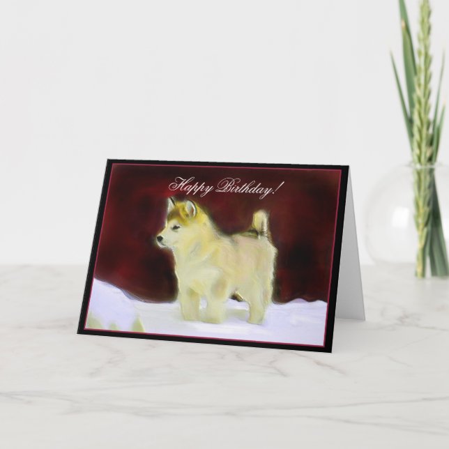 Cartão Happy Birthday Alaskan Malamute greeting card (Frente)