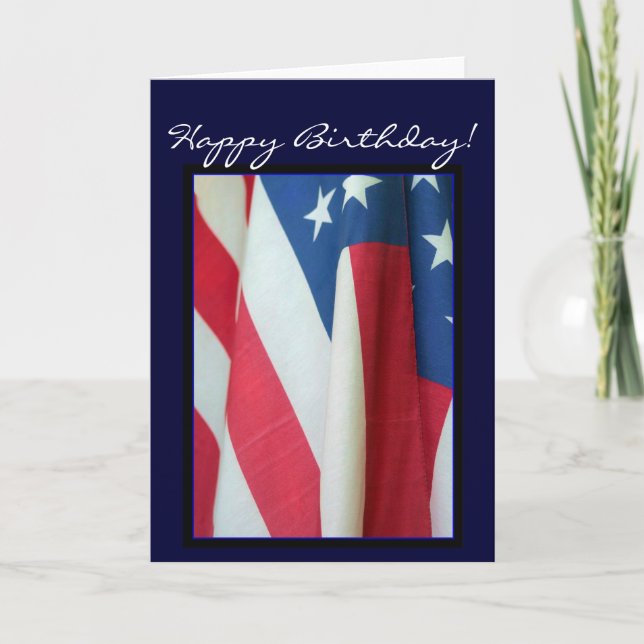 Cartão Happy Birthday American flag greeting card (Frente)