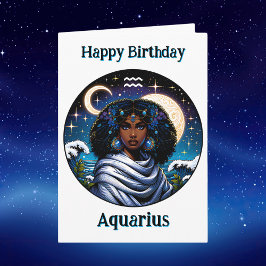 Cartão Happy Birthday Aquarius |  Inside Coloring Page
