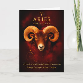 Cartão Happy Birthday Aries | Carnelian Birthstone Card 