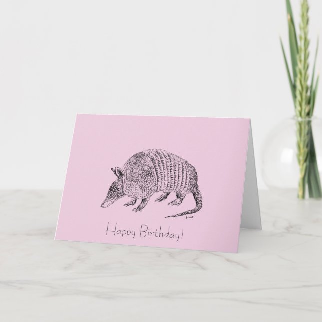 Cartão Happy Birthday Armadillo Art Card (Frente)