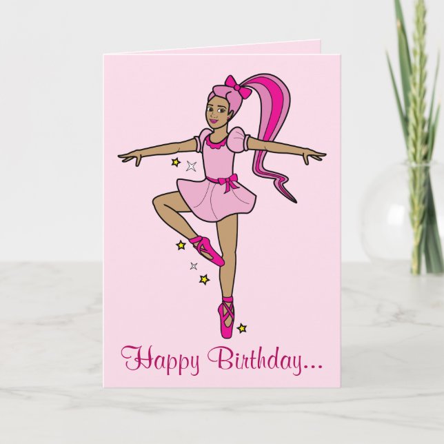 Cartão Happy Birthday, Ballerina Princess! (Frente)