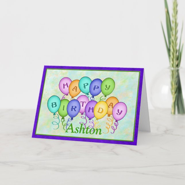 Cartão Happy Birthday Balloons Greeting Card (Frente)