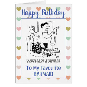 Cartão Happy Birthday Barmaid