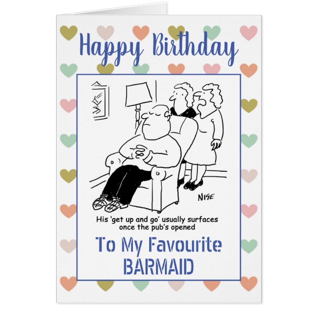 Cartão Happy Birthday Barmaid (Frente)