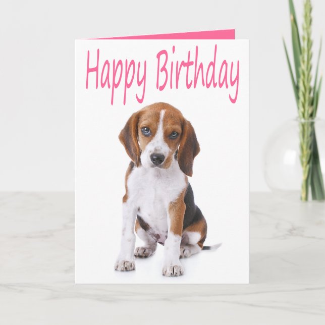 Cartão Happy Birthday Beagle Puppy Dog Greeting Card (Frente)