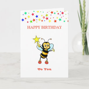 Cartão Happy Birthday Bee  & Stars Card