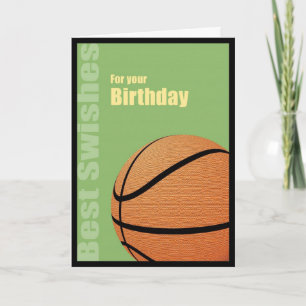 Cartão Happy Birthday, Best Swishes Basketball Card